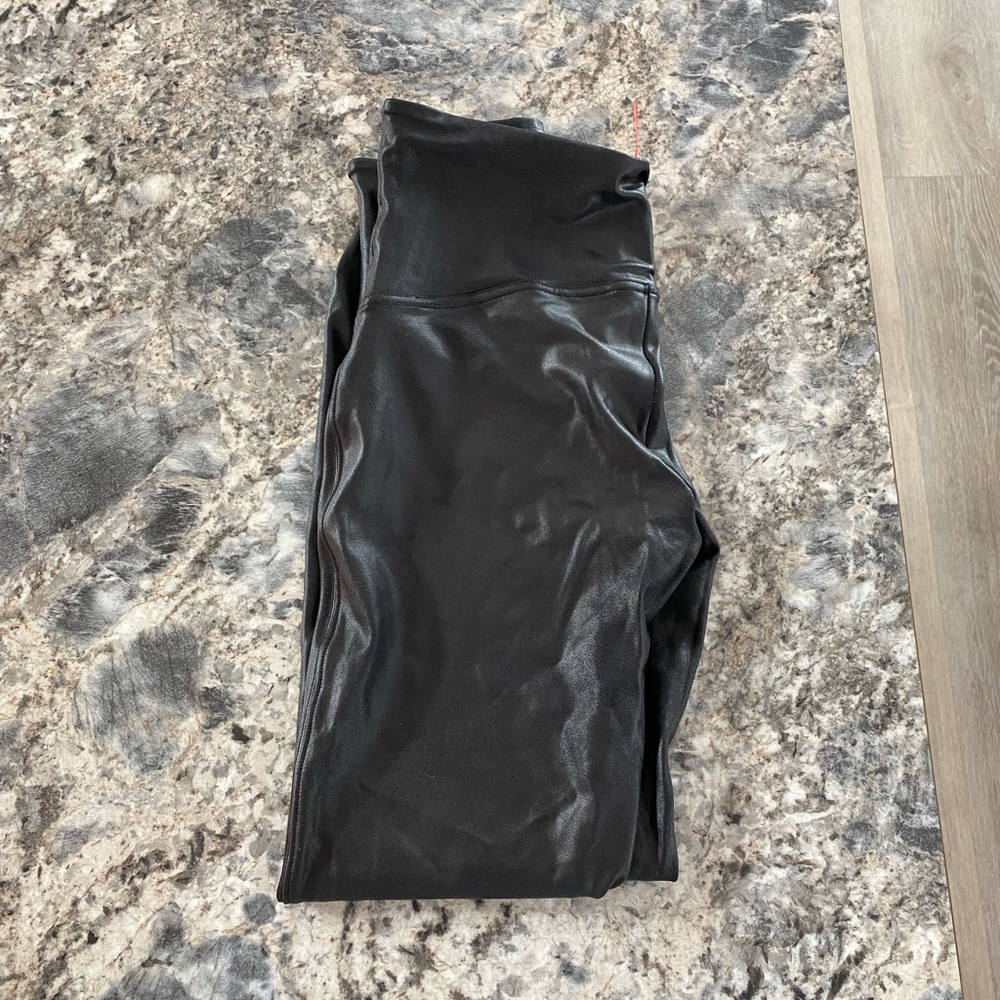 Spanx Faux Leather Leggings, High Rise - Sz XL